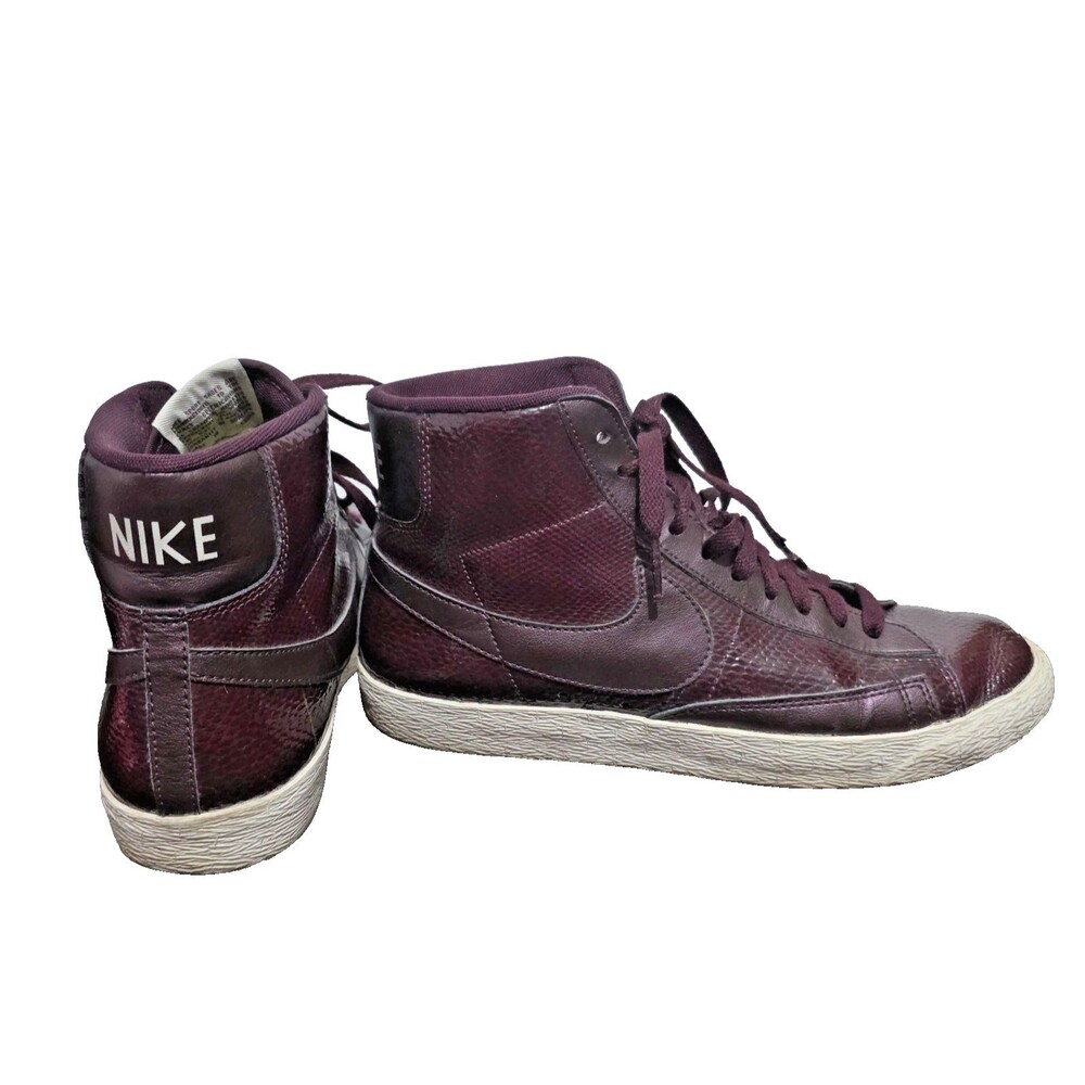 Nike 685225-600 Blazer Mid Maroon Burgundy Embossed Snake Leather Sneakers 9